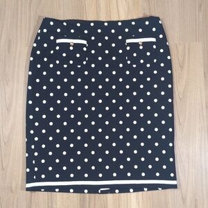 Talbot's Navy Polkadot Cotton Pencil Skirt